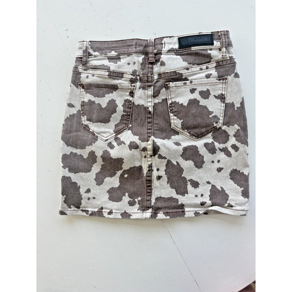 Rock & Roll Denim Mini Skirt Cow Print Button Down 26 High Waist - Picture 5 of 5